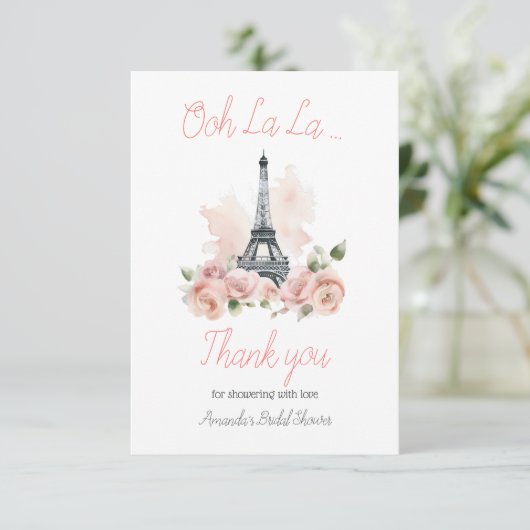 Carte De Remerciements Ooh La La Parisien Floral Fête de Mariage (Debout devant)