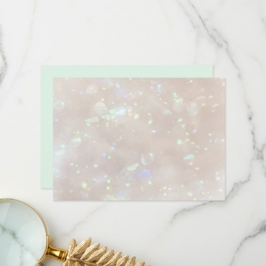 Carte de remerciements opale et vert menthe (Devant/Arrière en situation)