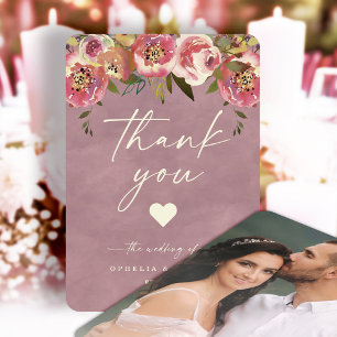 Carte De Remerciements Ophelia Cottagecore Rose Poussiéreuse Mariage Phot