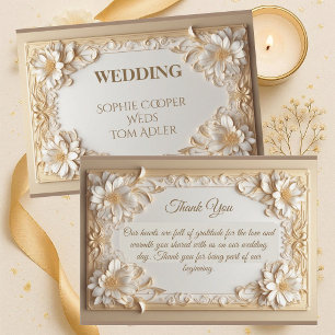Carte De Remerciements Or Baroque Luxe Grandeur Tulipes Blanches Florales