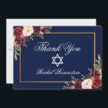 Carte De Remerciements Or bat mitzvah Floral Bourgogne<br><div class="desc">Aquarelle bat mitzvah Bourgogne Marsala Floral or Carte de remerciements</div>