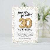 Carte De Remerciements Or blanc 30e anniversaire adulte (Debout devant)