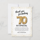 Carte De Remerciements Or blanc 70e anniversaire adulte (Devant)