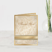 Carte De Remerciements Or champagne formel damassé pour mariage (Devant)