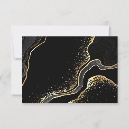 Carte De Remerciements or élégant et fleurs noires botanique (Dos)