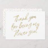 Carte De Remerciements Or "Merci pour être ma demoiselle de honneur " (Devant / Derrière)