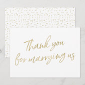 Carte De Remerciements Or "Merci pour nous épouser " (Devant / Derrière)