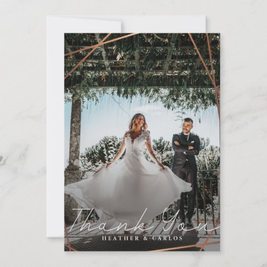 Carte De Remerciements Or moderne Geometric Wedding Photo (Devant)