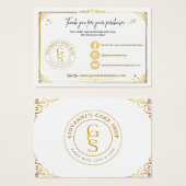 Carte de remerciements Or modifiable (Devant & derrière)