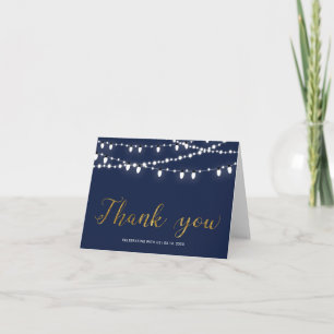 Carte De Remerciements Or & Navy Chic Guirlande Lumineuse Remerciement