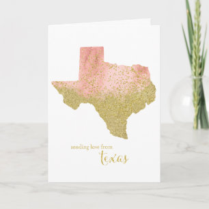 Carte De Remerciements Or rose doré Envoie de l'amour du Texas