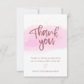 Carte de remerciements or rose pour Fête des marié (Devant)