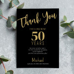 Carte De Remerciements Or typographie moderne anniversaire étape or noir<br><div class="desc">Modèle de carte de remerciement d'anniversaire simple et moderne avec une typographie grasse pour tout âge avec votre texte personnalisé et votre signature.</div>