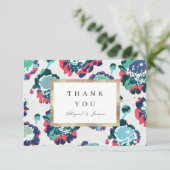 Carte De Remerciements Or vert classique moderne abstrait floral (Debout devant)