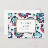 Carte De Remerciements Or vert classique moderne abstrait floral (Devant / Derrière)