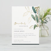 CARTE DE REMERCIEMENTS OR VERT EUCALYPTUS FOLIAGE FÊTE DES MARIÉES INVITA (Debout devant)