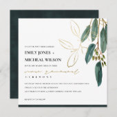 CARTE DE REMERCIEMENTS OR VERT EUCALYPTUS FOLIAGE VOW RENOUVELLEMENT INVI (Devant / Derrière)