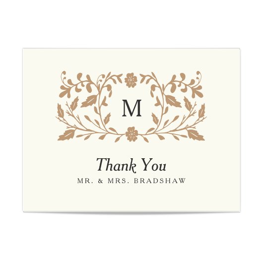 Carte De Remerciements Or vintage floral