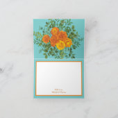 Carte De Remerciements Orange & Aqua Mariage Floral moderne (Intérieur)