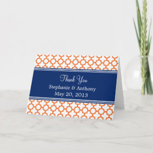Carte De Remerciements Orange, Bleu Royal Quatrefeuille  Remerciements de