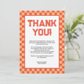 Carte De Remerciements Orange Checkerboard Graduation Party (Debout devant)
