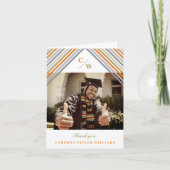 Carte De Remerciements Orange Diagonal Stripes Photo Moderne Graduation (Devant)