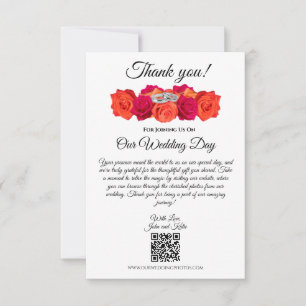 Carte De Remerciements Orange et rose-Blossoms-Mariage-