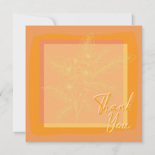 Carte De Remerciements Orange floral orangé d'or chic