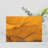 Carte De Remerciements Orange Gras Encre d'alcool Liquide Art Abstrait (Debout devant)