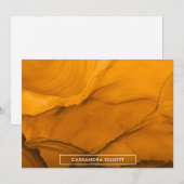 Carte De Remerciements Orange Gras Encre d'alcool Liquide Art Abstrait (Devant / Derrière)