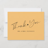 Carte De Remerciements Orange mariage élégant script (Devant)