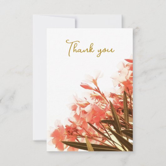 Carte De Remerciements Orange Oleander Fleurs Floral Script Mariage (Dos)