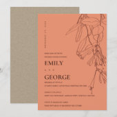 CARTE DE REMERCIEMENTS ORANGE RUST DESWING FLORAL REHEARSAL DÎNER INVITAT (Devant / Derrière)