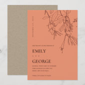 CARTE DE REMERCIEMENTS ORANGE RUST LIGNE DRAWING FLORAL ENREGISTRER LA CA (Devant / Derrière)