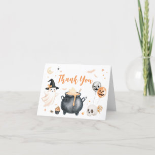 Carte De Remerciements Orange sorcière fantôme Petit Baby shower de Boo