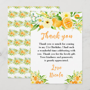 Carte De Remerciements Oranges Citrus Anniversaire