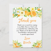 Carte De Remerciements Oranges Citrus Baby Shower (Devant)