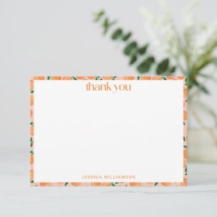 Carte De Remerciements Oranges d'été Aquarelle Rose Baby Shower