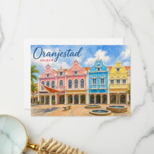 Carte De Remerciements Oranjestad Aruba île des Caraïbes Voyage Souvenir