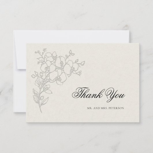 Carte De Remerciements Orchid Elevated Ecru Formal Traditional Wedding (Devant)