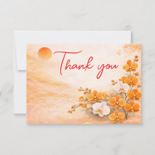 Carte De Remerciements Orchid Thank You Card – Warm Orange Floral Design