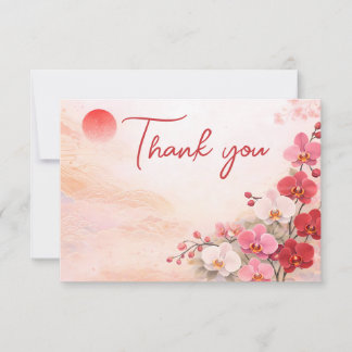 Carte De Remerciements Orchid wedding Thank You Card – Pink Floral Design