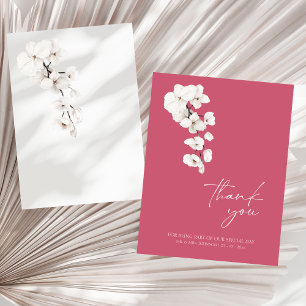 Carte De Remerciements Orchidée florale moderne magenta rose blanc