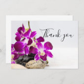 Carte De Remerciements Orchidée violette avec pierre sur arrière - plan b (Devant / Derrière)