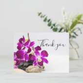 Carte De Remerciements Orchidée violette avec pierre sur arrière - plan b (Debout devant)