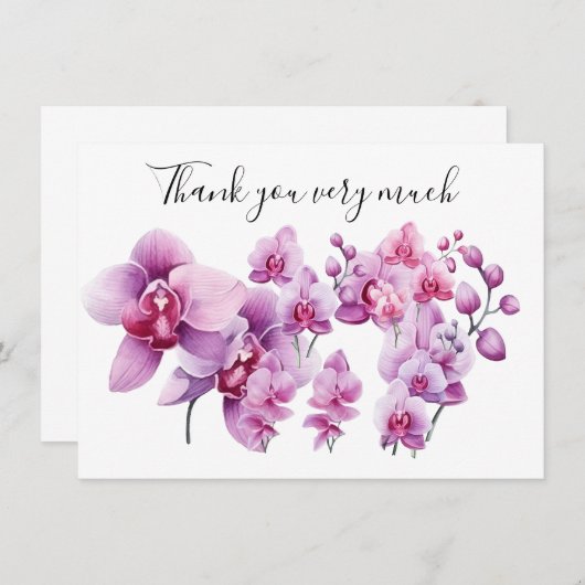 Carte De Remerciements Orchidée violette avec pierre sur arrière - plan b (Devant / Derrière)