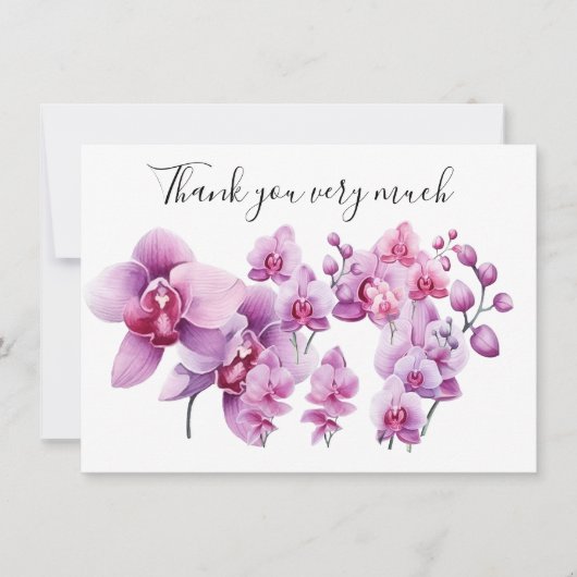 Carte De Remerciements Orchidée violette avec pierre sur arrière - plan b (Devant)