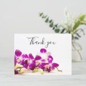 Carte De Remerciements Orchidée violette avec pierre sur spa arrière - pl (Debout devant)