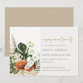 Carte De Remerciements Orchidées de noix de coco tropicales Fiançailles d (Devant / Derrière)