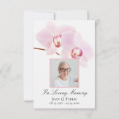 Carte De Remerciements Orchidées roses sur White Funeral Memorial Sympath (Devant)